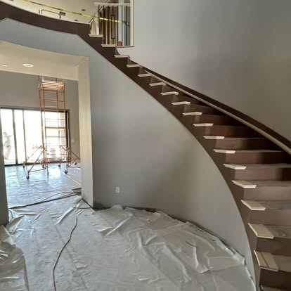 Curved wood stair and handrail detail